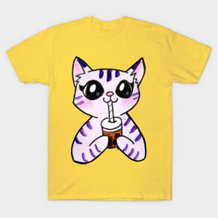 Animal Friends Cat Drinking Boba T-Shirt